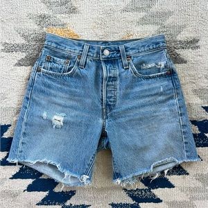 Levi’s 501 High Waisted Blue Denim Short